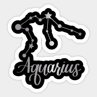 Aquarius Zodiac Constellation in Silver - Black Sticker